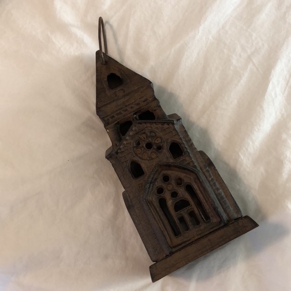 Vintage Candle TwinkleLight Cast Iron Church Steeple Hanging Decoration OldWorld - Picture 2 of 16